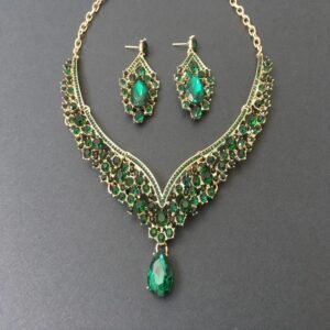 Green chain and earring set